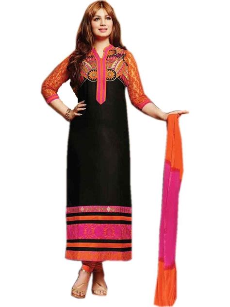 Buy Shree Brahmani fashion Women's Black Straight Cut Embroidered ...