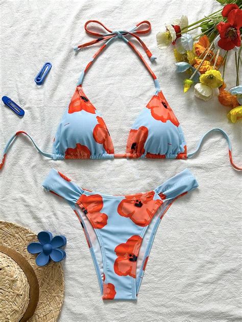 Elegant Casual Backless Bikini Set – Halter Neck Top With Adjustable ...