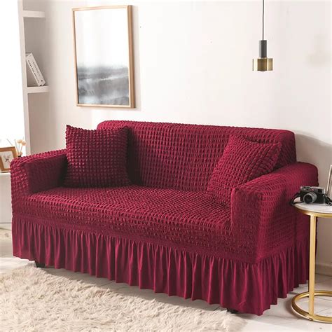 Lukzer 320 GSM Wine Red 3 Seater Turkish Sofa Cover Universal Couch ...