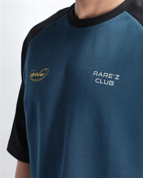 Rare Rabbit Men's Revalo Teal Cotton Blend Graphic Print Oversized Fit