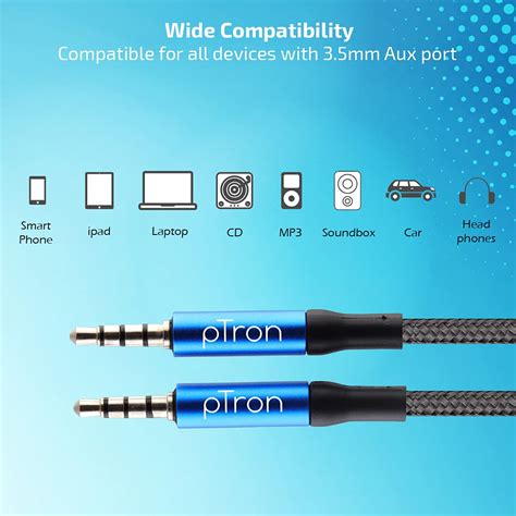 pTron Solero A11 3.5mm Male to Male Aux Cable, 1.5 m Long Stereo Audio ...