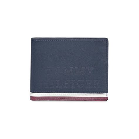 Buy Tommy Hilfiger Mens Leather Slim Fold Wallet Avlona - Navy Blue Online