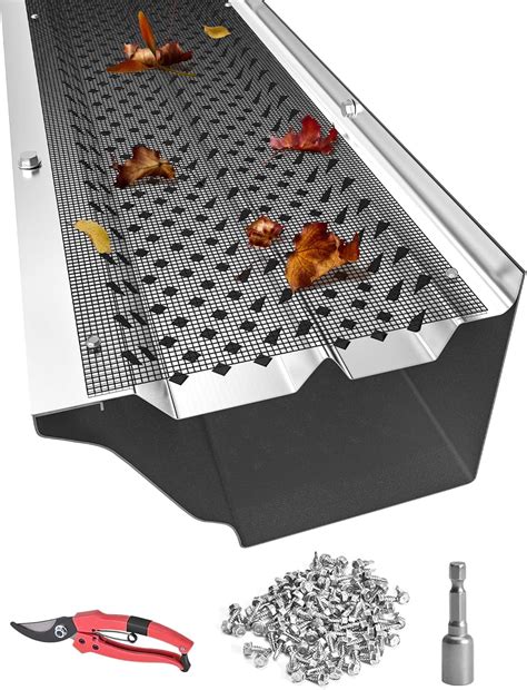 PPOLB Gutter Guards 5inch, Aluminum Gutter Covers with Stainless Steel Mesh, DIY 16 PCS 54FT ...