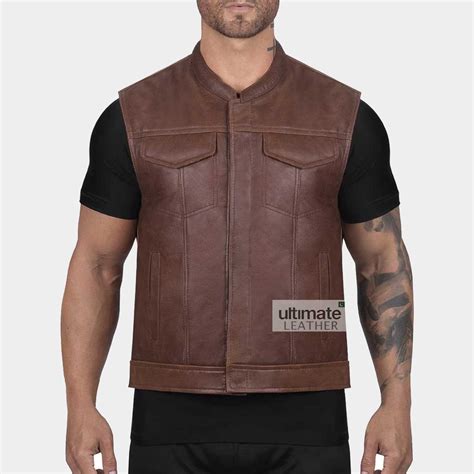 Get Mens Leather Vest | Mens Brown Vest - Ultimate Leather