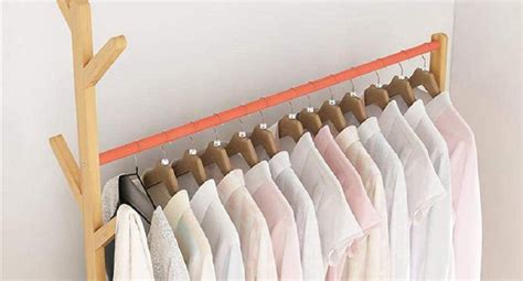 LEOPAX Bamboo Garment Rack with 6 Side Hook For Hanging Jacket ...