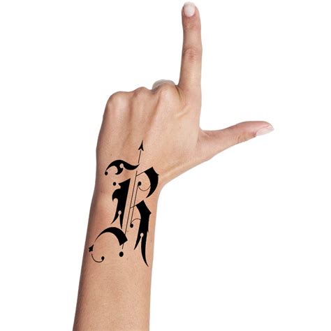 Name R Letter Tattoo Alphabet Body Temporary Tattoo Waterproof For ...
