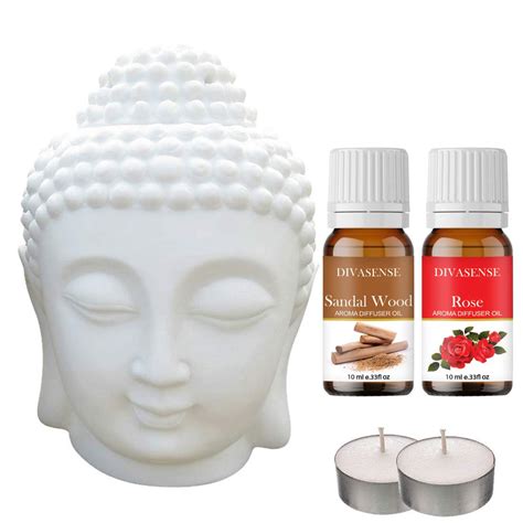 DIVASENSE Ceramic Buddha Aroma Diffuser Night lamp Light air freshener ...