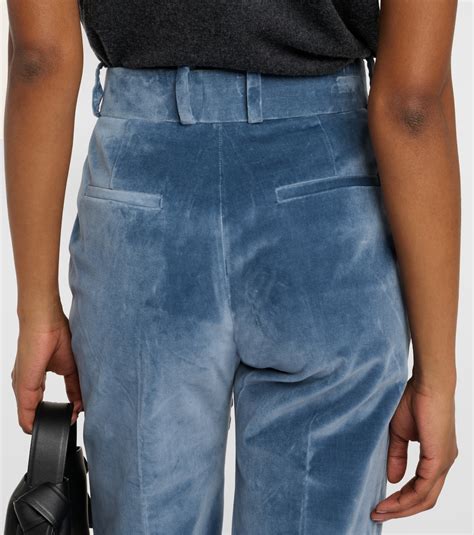 The Slim Stacked velvet pants in blue - Frame | Mytheresa