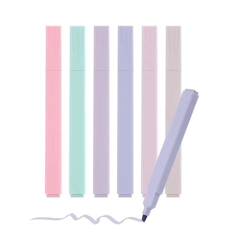 JUBLYN 6 Colours Aesthetic Highlighters With Soft Chisel Tip, No Bleed ...