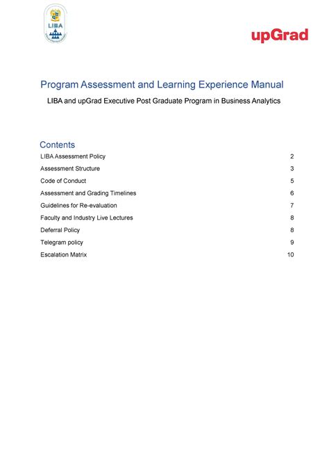 LIBA BA Student Manual September'22 - Program Assessment and Learning ...
