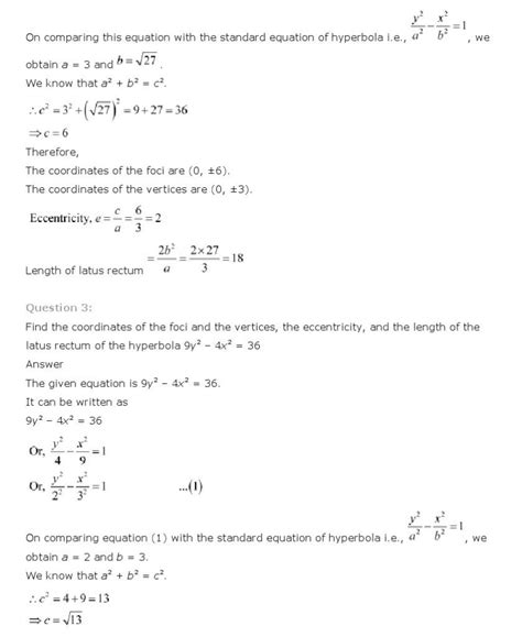 Conic Sections, Class 11 Mathematics NCERT Solutions