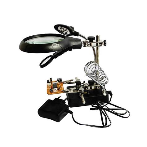 Probots PCB Helping Hand with Magnifier & Soldering Iron Stand 5 LED ...