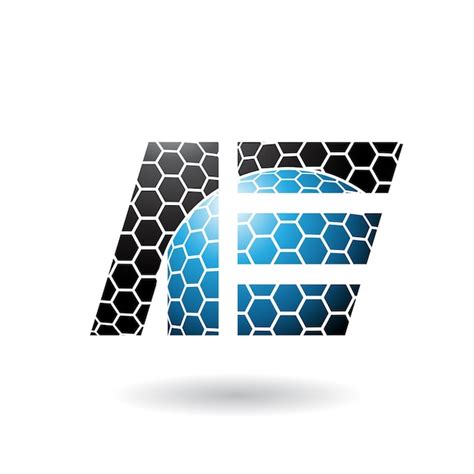 Black and blue dual letters of a and e with honeycomb pattern vector ...
