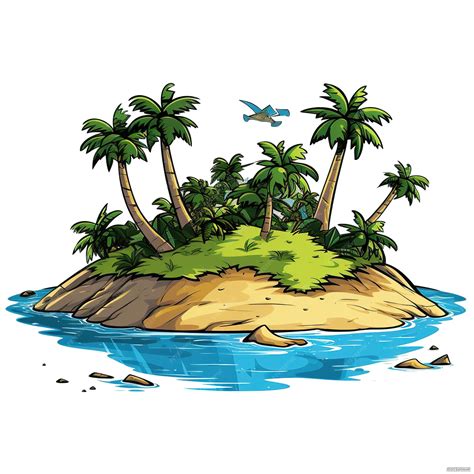 Premium Photo | Island painted illustrations clip art set