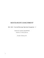 Image result for Restaurant Assignment