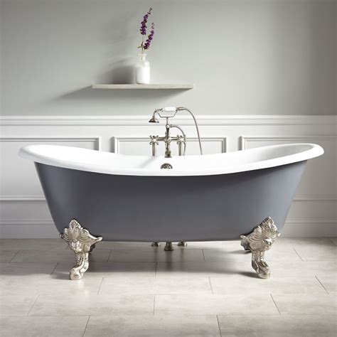 72" Lena Cast Iron Clawfoot Tub - Monarch Imperial Feet - Dark Gray ...