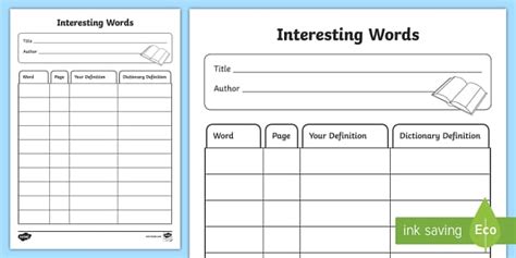 Interesting Words Reading Worksheet / Worksheet