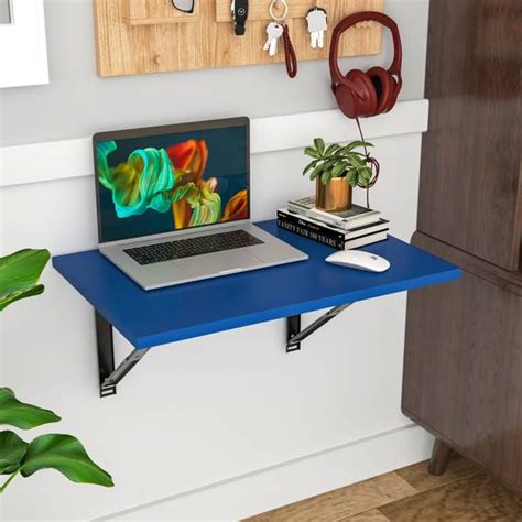 Floresta Wud Wall Mounted Folding Kitchen and Computer Table, Wooden ...