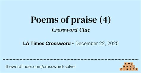 Poems of praise — Crossword Clue