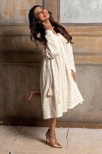 Buy Pink Rayon Tassels V-neck Sayonee Embroidered Dress For Women by ...