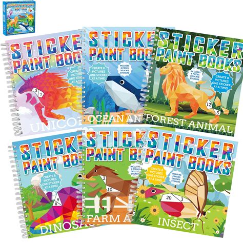 Amazon.com: 6 Pcs Paint by Sticker Books for Kids Ages 4-8 Sticker by ...
