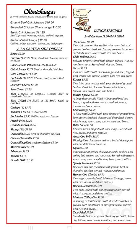 Ay Caramba Mexican Restaurant menu in Rolla, Missouri, USA