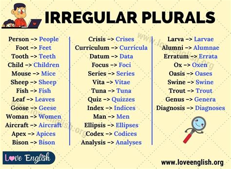 Irregular Plural Nouns: The Helpful List of 35+ Irregular Plurals in ...
