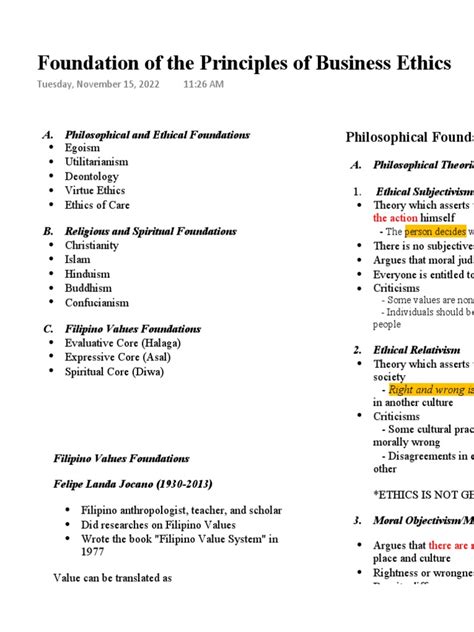 Foundation of The Principles of Business Ethics | PDF | Morality ...