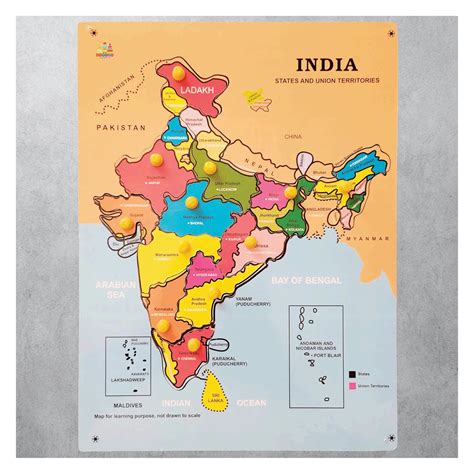 Wooden India Map Puzzle Capital with State for Kids | Hand and Eye co ...