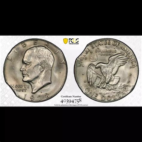 1978-D Eisenhower Dollar- Copper Nickel PCGS MS-64 Mint Error! Clipped ...