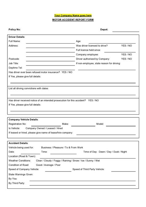 Image result for Auto Accident Report Form Template