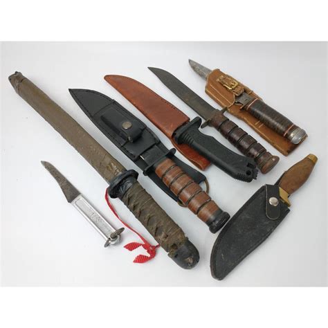 Lot - Vintage Lot of 7 Military Combat Knives.