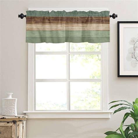 Amazon.com: YESOF66 Rustic Sage Green and Brown Window Valances for ...