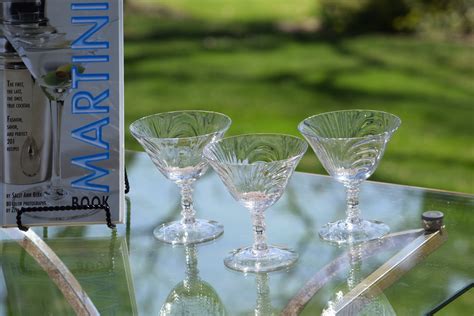 Vintage CRYSTAL Cocktail - Martini Glasses Set of 3, Vintage 1940's ...