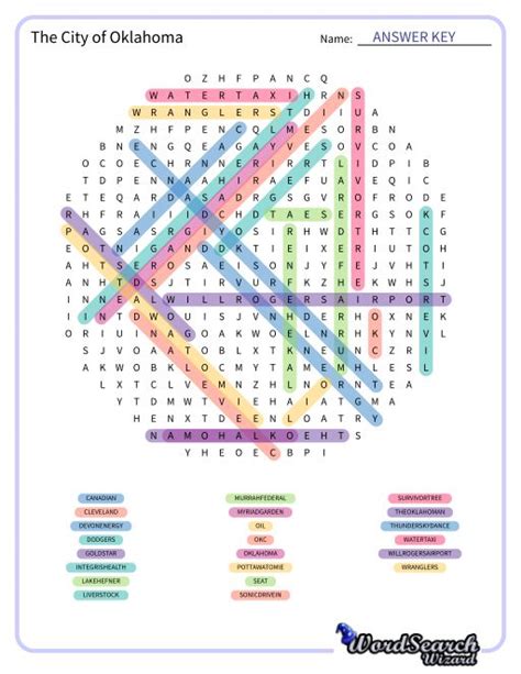 Word Search Puzzle - The City of Oklahoma