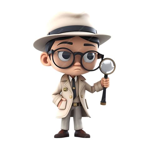 Premium AI Image | Cartoon detective with magnifying glass isolated on ...