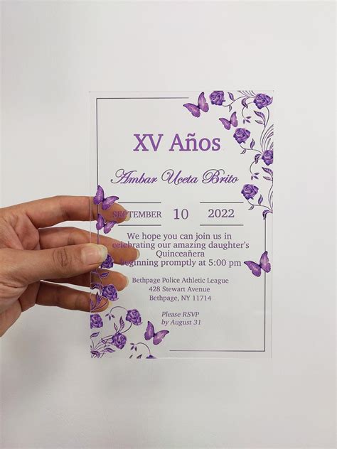 Quinceanera Invitations, Acrylic Invitations - Etsy | Quinceanera invitations, Quince ...
