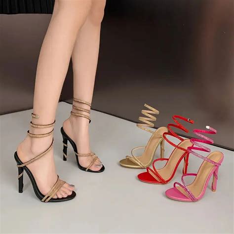 Heels - Crystal Coiled Spiral Heels - Heels For Women – Fashionnsio