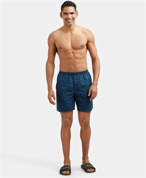 Buy Super Combed Mercerized Cotton Woven Checkered Boxer Shorts with ...