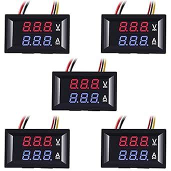 ACEIRMC 5pcs 0.28" LED Voltmeter Ammeter, Red and Blue Digital ...