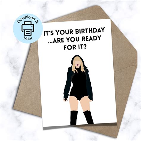 Taylor Swift Printable Birthday Card Swiftie Birthday Card - Etsy
