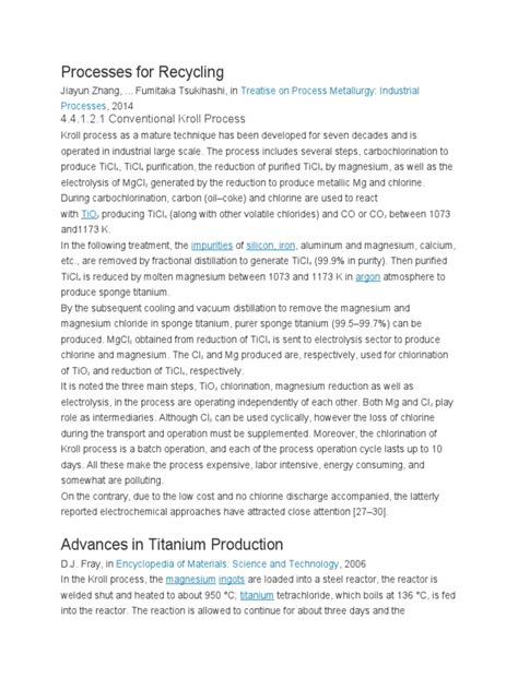 Image result for Kroll Process Titanium Extraction