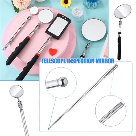 Snapklik.com : 4 Pieces Telescoping Inspection Mirror Telescoping LED Lighted Flexible ...