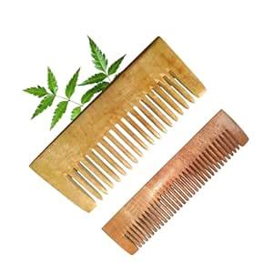 Buy Neem Wooden Small Shampoo And Pocket Comb Combo Set for Women & Men ...
