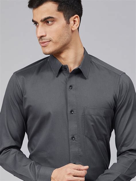 Charcoal Grey: Smart Slim Fit Solid Formal Shirt – Dennison Fashion India
