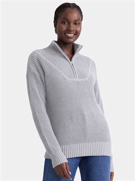 Time and Tru women's Half Zip Pullover Sweater - Walmart.com