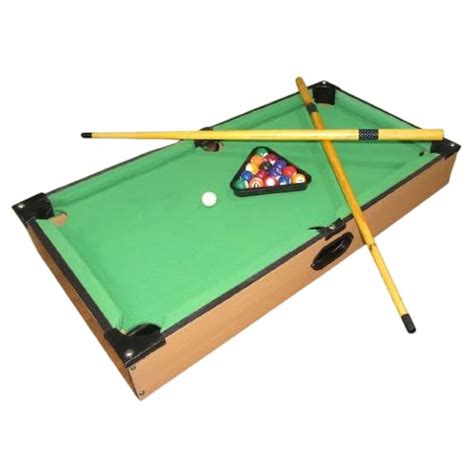 PamPam Mini Pool Table Set with Cues and Balls, Green Felt Surface ...