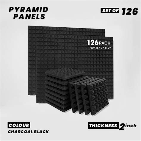 YGM Acoustic Foams® Pyramid Acoustic Panels - Set of 126 | Charcoal ...