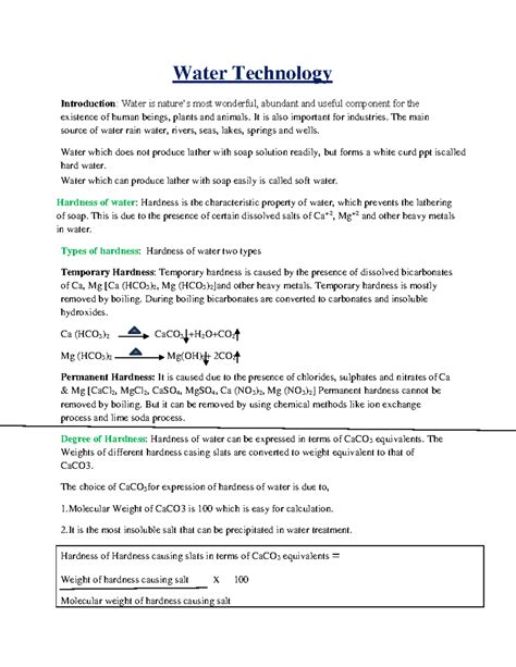Unit-2 Water Technology: Understanding Hardness and Treatment Methods ...
