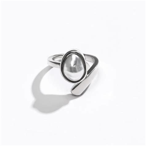 Buy Modern Pearl (Moti) Ring in 925 Sterling Silver - Shakti U | Myra Gems